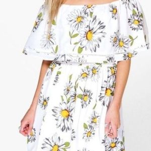 Sunflower Off the Shoulders Skater Dress